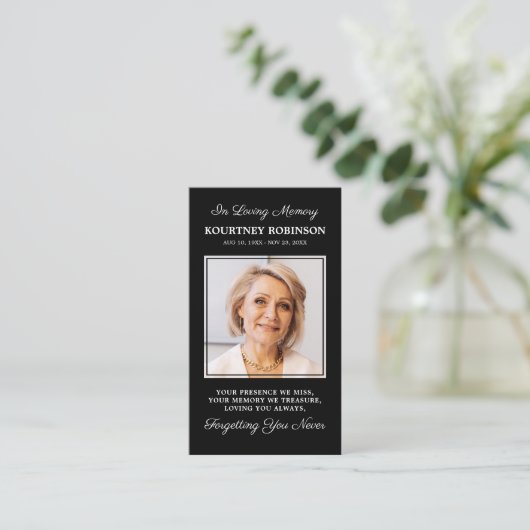 Foto Begrafenisgebed Kaart Visitekaartje (Staand voorkant)