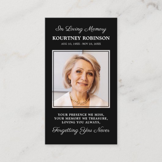 Foto Begrafenisgebed Kaart Visitekaartje (Voorkant)