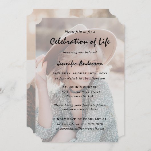 Foto Begrafenisviering van het leven Kaart (Voorkant / Achterkant)