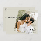 Foto Beige Bewaar de datum Bruiloft Website QR Cod Briefkaart (Voorkant / Achterkant)