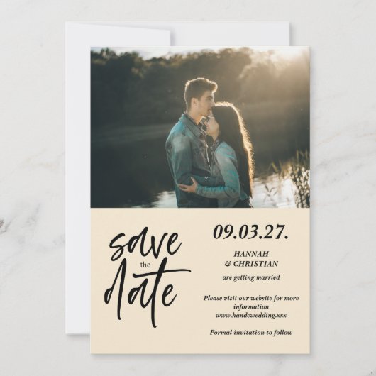 Foto Beige Minimalist Bewaar de datum Save The Date (Voorkant)
