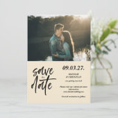 Foto Beige Minimalist Bewaar de datum Save The Date (Staand voorkant)