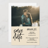 Foto Beige Minimalist Bewaar de datum Save The Date (Voorkant / Achterkant)