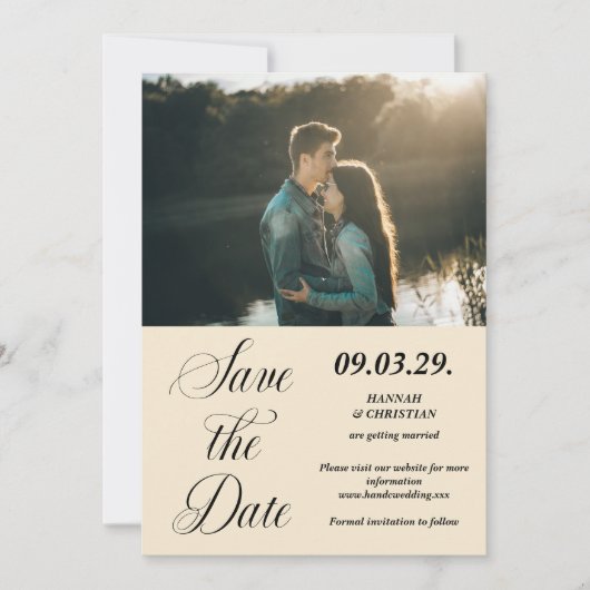 Foto Beige Minimalistisch Bewaar de datum Save The Date (Voorkant)