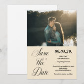 Foto Beige Minimalistisch Bewaar de datum Save The Date (Voorkant / Achterkant)