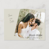 Foto Beige Save the date Huwelijk QR Code Briefkaart (Voorkant)