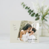 Foto Beige Save the date Huwelijk QR Code Briefkaart (Staand voorkant)