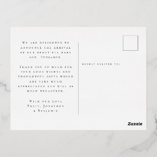 Foto Bekleding Hartelijk dank Folie bekendmaking Folie Uitnodiging Briefkaart (Achterkant)