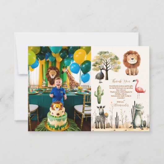 Foto Bellen Alle Party Dieren Safari Zoo Bedankkaart (Voorkant)
