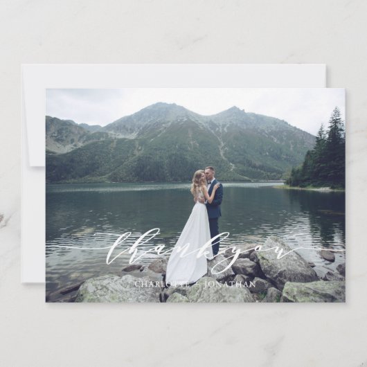 Foto berg bos bruiloft bedankkaart (Voorkant)