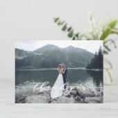 Foto berg bos bruiloft bedankkaart (Staand voorkant)