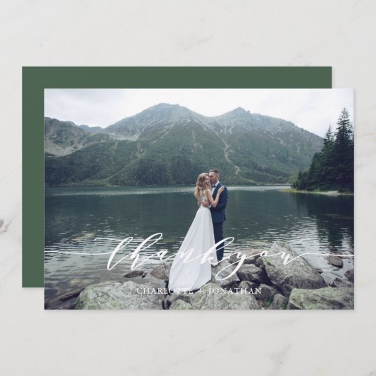Foto berg bos bruiloft bedankkaart (Voorkant / Achterkant)