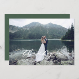 Foto berg bos bruiloft bedankkaart