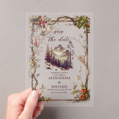 Foto Bergbos Evergreen Bruiloft Acryl Uitnodigingen (Insitu (Draagbaar))