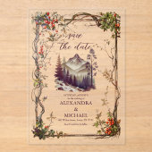 Foto Bergbos Evergreen Bruiloft Acryl Uitnodigingen (Voorkant)