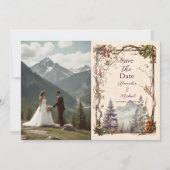 Foto  Bergbos Evergreen Bruiloft Save The Date (Voorkant)