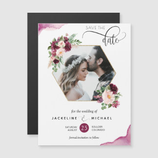 Foto Berry and Blush Wedding Save the Date Magnet