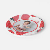 Foto Berry eerste aardbeien verjaardagsfeestje Papieren Bordje (Gekanteld)