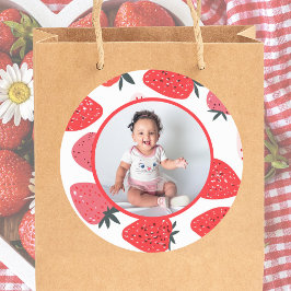 Foto Berry eerste aardbeien verjaardagsfeestje Ronde Sticker