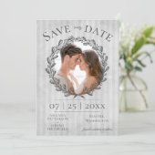 Foto Berry Wreath and Stripes | Grijs Save The Date (Staand voorkant)