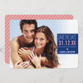 FOTO BESPAAR DE DATUM ombre angled stripe marine k Save The Date (Voorkant / Achterkant)
