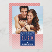 FOTO BESPAAR DE DATUM ombre angled stripe marine k Save The Date (Voorkant / Achterkant)