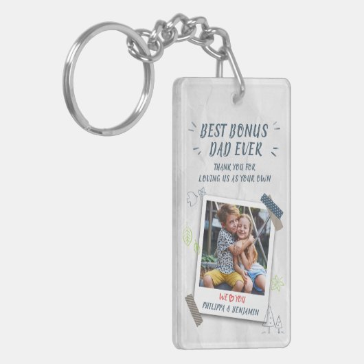 Foto Best Bonus Pap Ever Fathers Day Birthday Sleutelhanger (Voorkant Links)