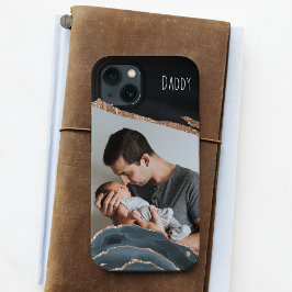 Foto Best Dad Modern Elegant Black Gold Marble Case-Mate iPhone Case