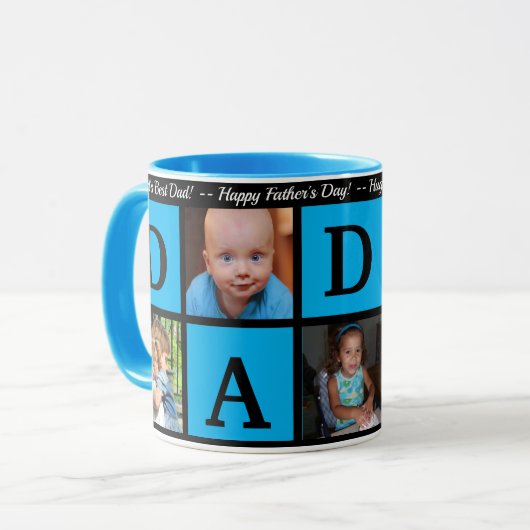 Foto BEST DADDY Collage Coffee Vaderdag Black Mok (Voorkant links)