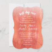 Foto Best Day Ever Coral Waterverf Wedding Kaart (Achterkant)