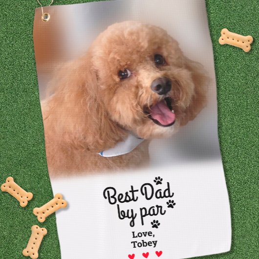 Foto Best Dog Dad van Par Fun Name Paw Print Schat Golfhanddoek