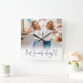 Foto Best Friends Altijd Heart Script Vierkante Klok (Huis)