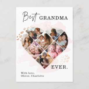 Foto Best Grandma Ever Heart Shape 8 Foto Aankondigingskaart