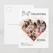 Foto Best Grandma Ever Heart Shape 8 Foto Aankondigingskaart (Voorkant / Achterkant)