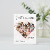 Foto Best Grandma Ever Heart Shape 8 Foto Aankondigingskaart (Staand voorkant)