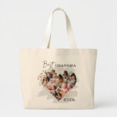 Foto Best Grandma Ever Heart Shape 8 Foto Grote Tote Bag (Voorkant)