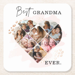Foto Best Grandma Ever Heart Shape 8 Foto Kartonnen Onderzetters