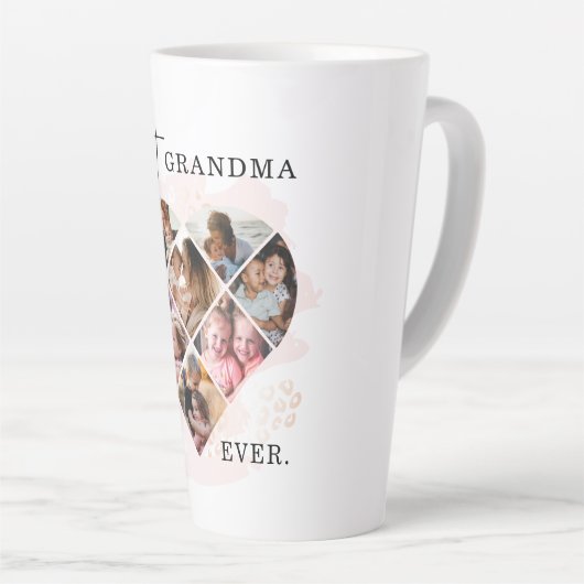 Foto Best Grandma Ever Heart Shape 8 Foto Latte Mok (Rechterhoek)