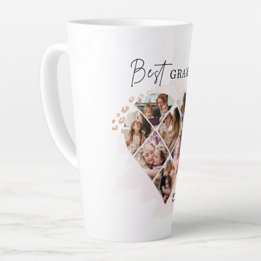 Foto Best Grandma Ever Heart Shape 8 Foto Latte Mok (Linkerhoek)