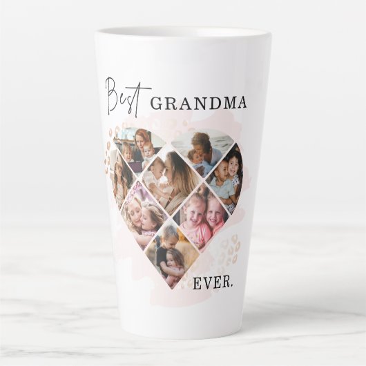 Foto Best Grandma Ever Heart Shape 8 Foto Latte Mok (Voorkant)