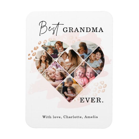 Foto Best Grandma Ever Heart Shape 8 Foto Magneet (Verticaal)