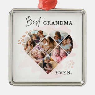 Foto Best Grandma Ever Heart Shape 8 Foto Metalen Ornament