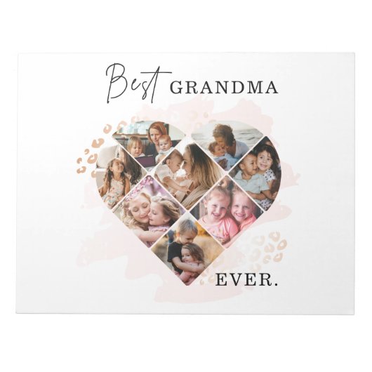 Foto Best Grandma Ever Heart Shape 8 Foto Notitieblok (Voorkant)