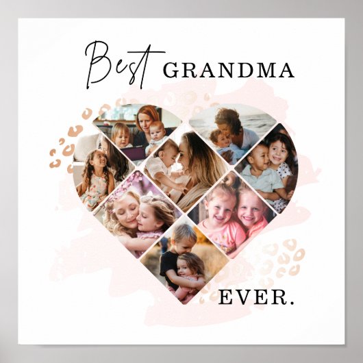 Foto Best Grandma Ever Heart Shape 8 Foto Poster (Voorkant)