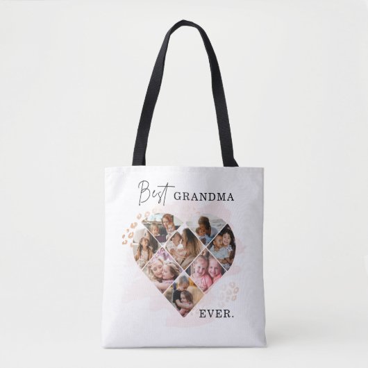Foto Best Grandma Ever Heart Shape 8 Foto Tote Bag (Voorkant)