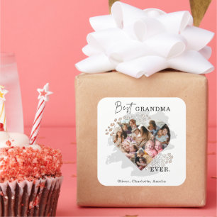 Foto Best Grandma Ever Heart Shape 8 Foto Vierkante Sticker