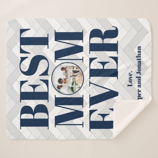 Foto Best Ma Ever Pattern Sherpa Blanket Sherpa Deken (Voorkant (horizontaal))