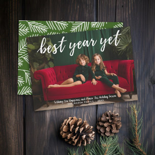 Foto: Beste jaar, maar Calligrafie, wit type Feestdagenkaart