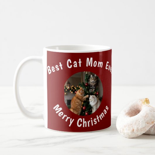 Foto Beste Kat Moeder Ooit Aangepaste Huisdier Naa Koffiemok (Met donut)