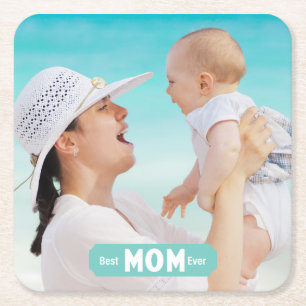 Foto beste mama ooit personaliseren Moederdag Kartonnen Onderzetters
